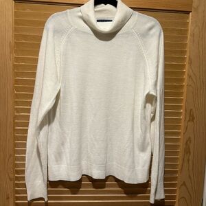 Karen Scott Sweater Turtleneck Cream XL soft 100% acrylic cozy ribbed classic